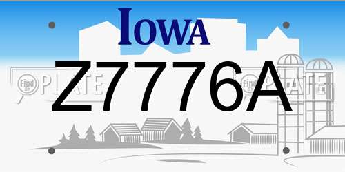 Z7776A Iowa License Plate