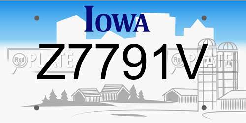 Z7791V Iowa License Plate