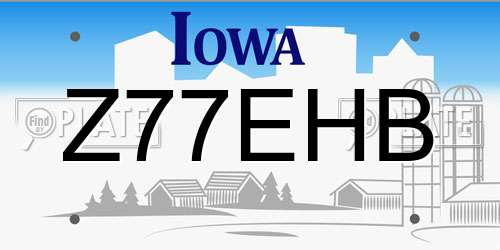Z77EHB Iowa License Plate