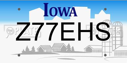 Z77EHS Iowa License Plate