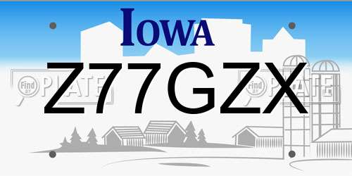 Z77GZX Iowa License Plate