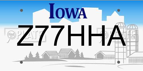 Z77HHA Iowa License Plate