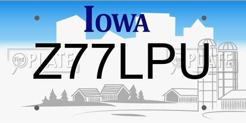 Z77LPU Iowa License Plate