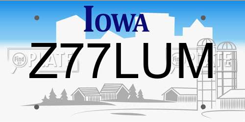 Z77LUM Iowa License Plate