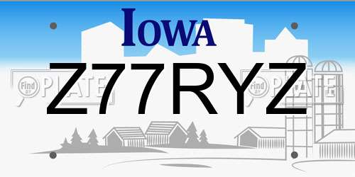 Z77RYZ Iowa License Plate