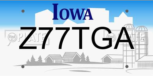 Z77TGA Iowa License Plate