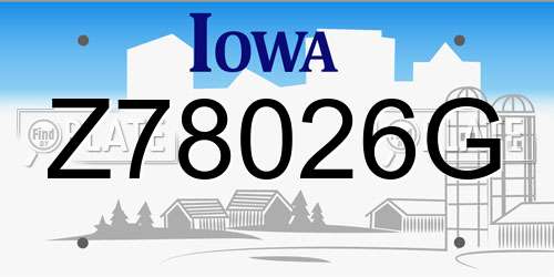 Z78026G Iowa License Plate