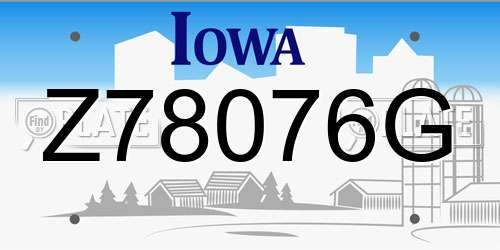 Z78076G Iowa License Plate