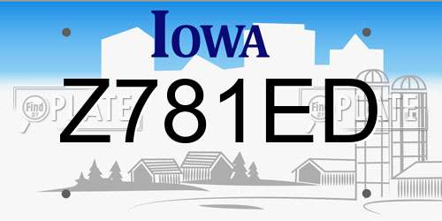 Z781ED Iowa License Plate