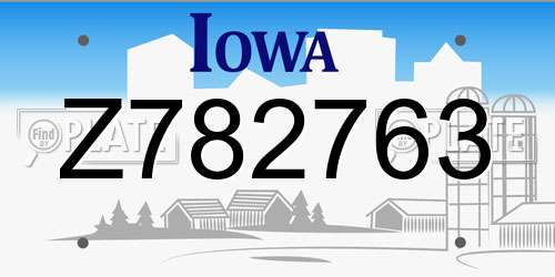 Z782763 Iowa License Plate