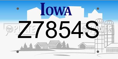 Z7854S Iowa License Plate