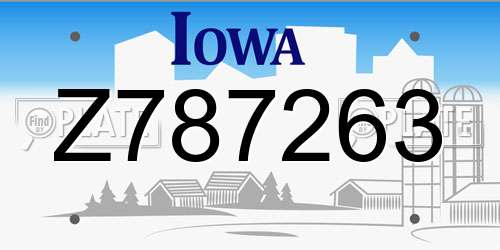 Z787263 Iowa License Plate