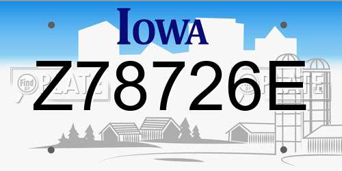 Z78726E Iowa License Plate