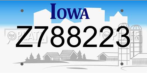 Z788223 Iowa License Plate