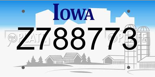 Z788773 Iowa License Plate