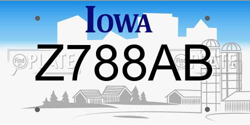 Z788AB Iowa License Plate