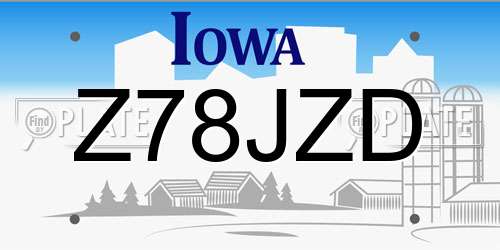 Z78JZD Iowa License Plate