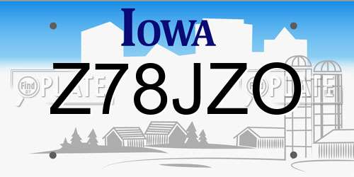 Z78JZO Iowa License Plate