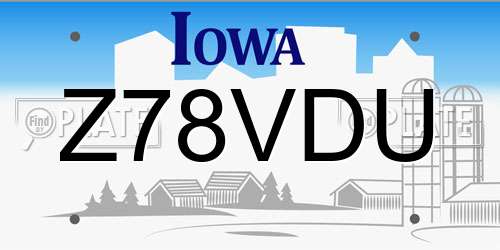 Z78VDU Iowa License Plate