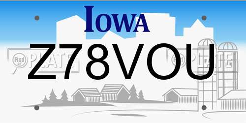 Z78VOU Iowa License Plate