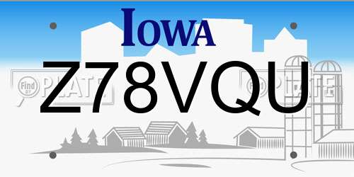 Z78VQU Iowa License Plate
