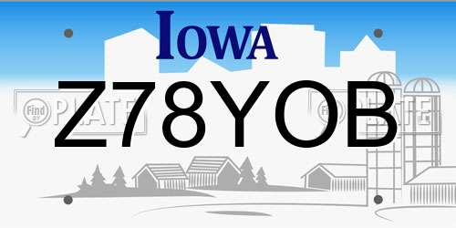 Z78YOB Iowa License Plate
