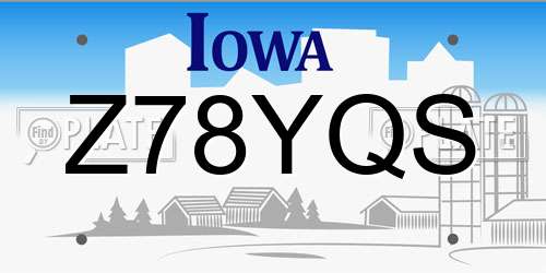 Z78YQS Iowa License Plate