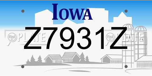 Z7931Z Iowa License Plate
