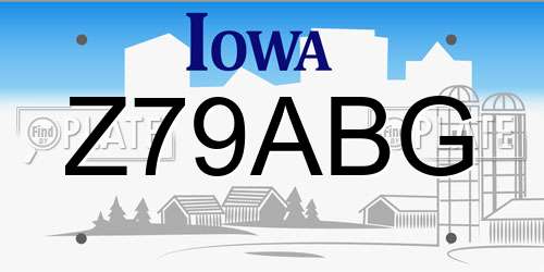 Z79ABG Iowa License Plate