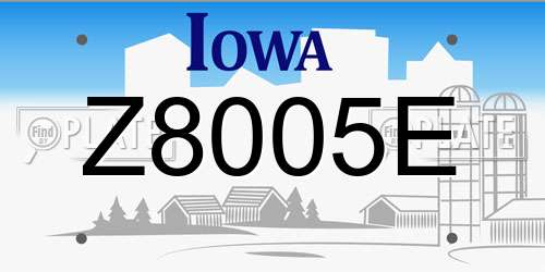 Z8005E Iowa License Plate