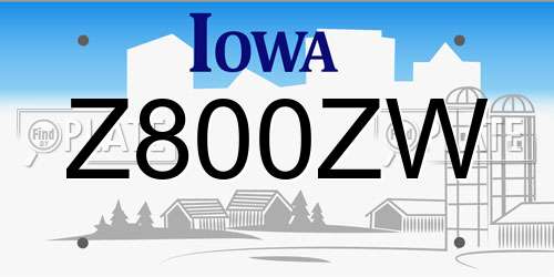 Z800ZW Iowa License Plate