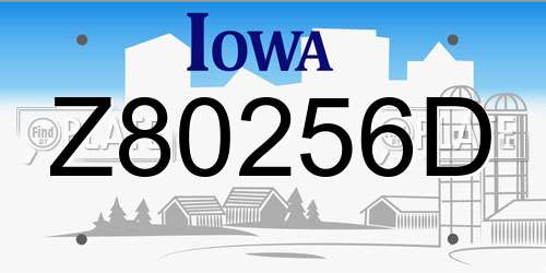 Z80256D Iowa License Plate