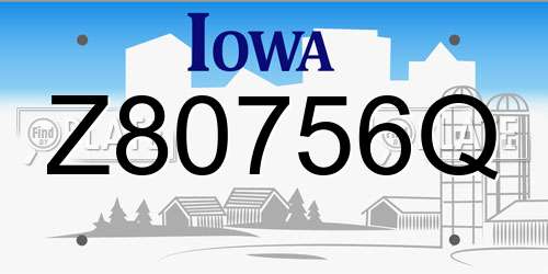 Z80756Q Iowa License Plate
