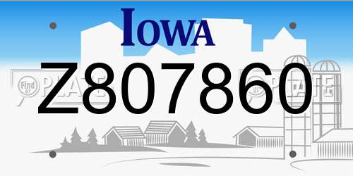 Z807860 Iowa License Plate