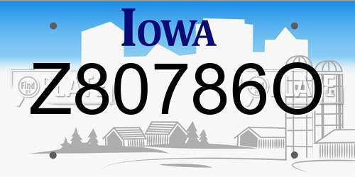 Z80786O Iowa License Plate