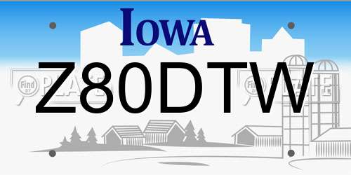 Z80DTW Iowa License Plate