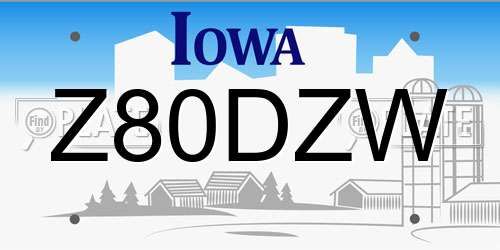 Z80DZW Iowa License Plate