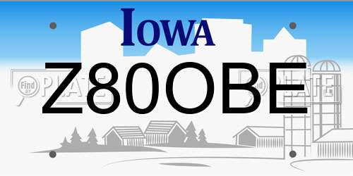 Z80OBE Iowa License Plate