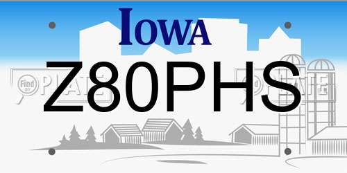 Z80PHS Iowa License Plate
