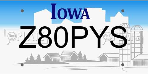 Z80PYS Iowa License Plate
