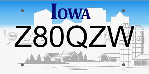 Z80QZW Iowa License Plate