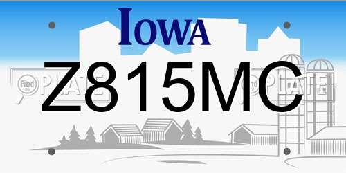 Z815MC Iowa License Plate