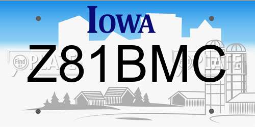 Z81BMC Iowa License Plate