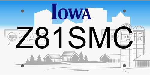 Z81SMC Iowa License Plate