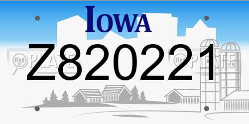 Z820221 Iowa License Plate
