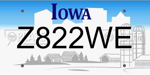 Z822WE Iowa License Plate