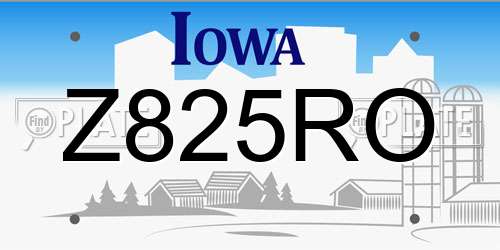 Z825RO Iowa License Plate