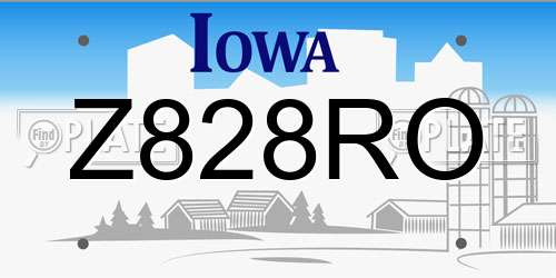 Z828RO Iowa License Plate