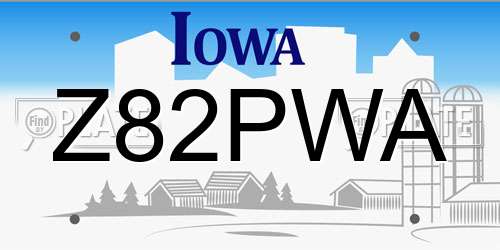 Z82PWA Iowa License Plate