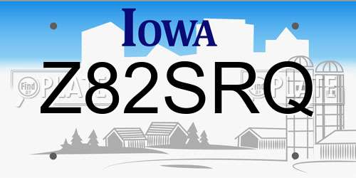 Z82SRQ Iowa License Plate